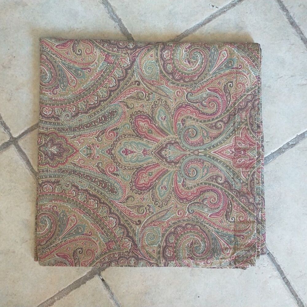 Lauren Ralph Lauren Shower?Curtain Fenton Paisley Green Red Cotton Square 68x68"